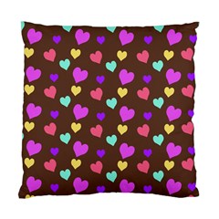 Colorfull Hearts On Choclate Standard Cushion Case (one Side) by Daria3107