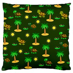 Turtle And Palm On Green Pattern Standard Flano Cushion Case (two Sides) by Daria3107