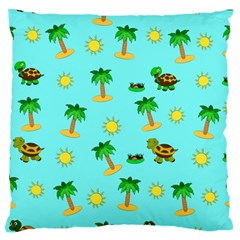 Turtle And Palm On Blue Pattern Standard Flano Cushion Case (two Sides) by Daria3107
