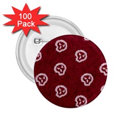 White Skulls On Red Shiny Background 2 25  Buttons (100 Pack)  by SychEva