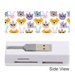 Funny Animal Faces With Glasses On A White Background Memory Card Reader (stick) by SychEva