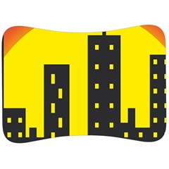 Skyline-city-building-sunset Velour Seat Head Rest Cushion by Sudhe