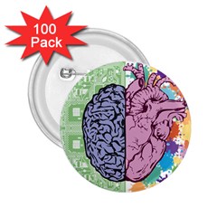 Brain-heart-balance-emotion 2 25  Buttons (100 Pack)  by Sudhe