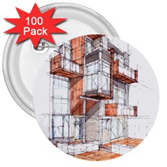 Rag-flats-onion-flats-llc-architecture-drawing Graffiti-architecture 3  Buttons (100 Pack)  by Sudhe