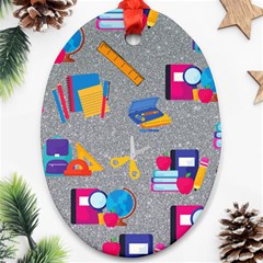 80s And 90s School Pattern Ornament (oval) by NerdySparkleGoth