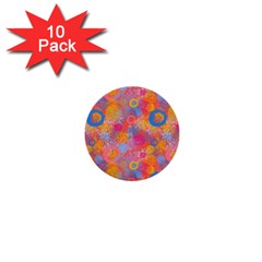 Multicolored Splashes And Watercolor Circles On A Dark Background 1  Mini Buttons (10 Pack)  by SychEva