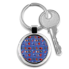 Blue 50s Key Chain (round) by NerdySparkleGoth