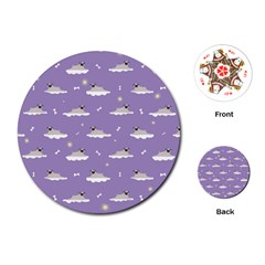 Cheerful Pugs Lie In The Clouds Playing Cards Single Design (round) by SychEva
