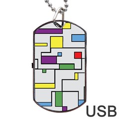 Colorful Rectangles Dog Tag Usb Flash (one Side) by LalyLauraFLM
