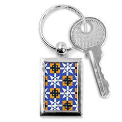 Shapes On A Blue Background                                                           Key Chain (rectangle) by LalyLauraFLM