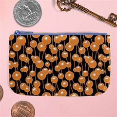 Orange Dandelions On A Dark Background Large Coin Purse by SychEva