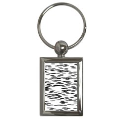 Black And White Abstract Pattern, Ovals Key Chain (rectangle) by Casemiro