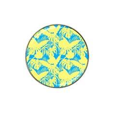 Yellow And Blue Leafs Silhouette At Sky Blue Hat Clip Ball Marker by Casemiro