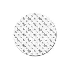 Grey Unicorn Sketchy Style Motif Drawing Pattern Magnet 3  (round) by dflcprintsclothing