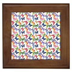 Multicolored Butterflies Framed Tile by SychEva