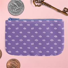 Pink Clouds On Purple Background Large Coin Purse by SychEva