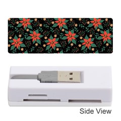 Large Christmas Poinsettias On Black Memory Card Reader (stick) by PodArtist