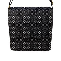 Black Lace Flap Closure Messenger Bag (l) by SychEva