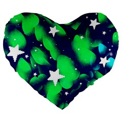 Space Odyssey  Large 19  Premium Flano Heart Shape Cushions by notyouraveragemonet