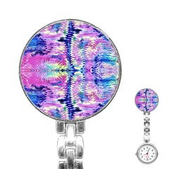 Waves Repeats V Stainless Steel Nurses Watch by kaleidomarblingart
