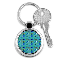 Green 50s Pattern Key Chain (round) by NerdySparkleGoth