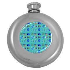 Green 50s Pattern Round Hip Flask (5 Oz) by NerdySparkleGoth