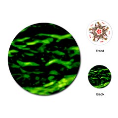 Green  Waves Abstract Series No3 Playing Cards Single Design (round) by DimitriosArt