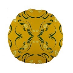 Floral Folk Damask Pattern Fantasy Flowers Floral Geometric Fantasy Standard 15  Premium Round Cushions by Eskimos