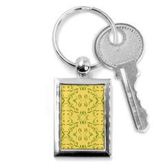 Floral Folk Damask Pattern Fantasy Flowers Floral Geometric Fantasy Key Chain (rectangle) by Eskimos