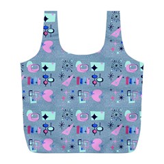50s Diner Print Blue Full Print Recycle Bag (l) by NerdySparkleGoth