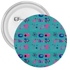 50s Diner Print Mint Green 3  Buttons by NerdySparkleGoth