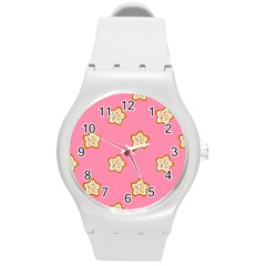 Cookies Pattern Pink Round Plastic Sport Watch (m) by Littlebird