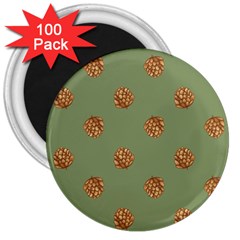 Pine Cones Green 3  Magnets (100 Pack) by Littlebird