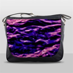 Purple  Waves Abstract Series No1 Messenger Bag by DimitriosArt