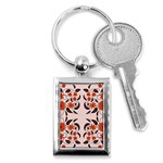 Floral folk damask pattern  Key Chain (Rectangle) Front