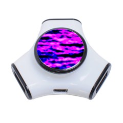 Purple  Waves Abstract Series No6 3-port Usb Hub by DimitriosArt