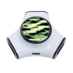 Green  Waves Abstract Series No14 3-port Usb Hub by DimitriosArt