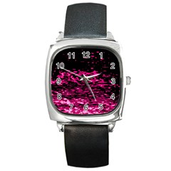 Rose Waves Flow Series 1 Square Metal Watch by DimitriosArt