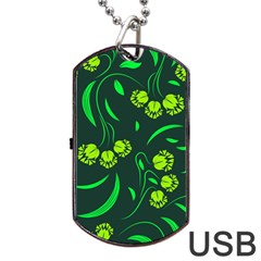 Folk Flowers Print Floral Pattern Ethnic Art Dog Tag Usb Flash (two Sides) by Eskimos