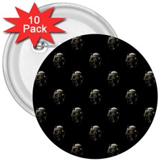 Creepy Head Sculpture With Respirator Motif Pattern 3  Buttons (10 Pack)  by dflcprintsclothing