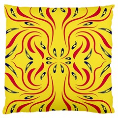 Floral Folk Damask Pattern  Large Flano Cushion Case (two Sides) by Eskimos