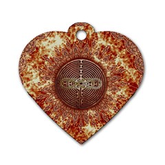 Chartres Double Infinity Antique Mandala Dog Tag Heart (two Sides) by EDDArt