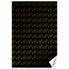 Fern Pattern 2 Black Canvas 12  X 18  by violetheavensky
