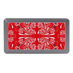 Floral Folk Damask Pattern Fantasy Flowers  Memory Card Reader (mini) by Eskimos