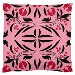 Floral Folk Damask Pattern  Large Flano Cushion Case (one Side) by Eskimos