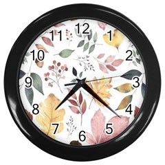 Flowers Pattern Wall Clock (black) by Sparkle
