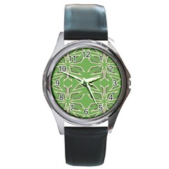 Abstract Pattern Geometric Backgrounds   Round Metal Watch by Eskimos
