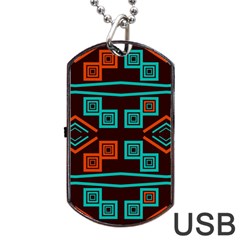 Abstract Pattern Geometric Backgrounds   Dog Tag Usb Flash (one Side) by Eskimos