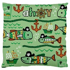 Seamless Pattern Fishes Pirates Cartoon Standard Flano Cushion Case (two Sides) by Jancukart
