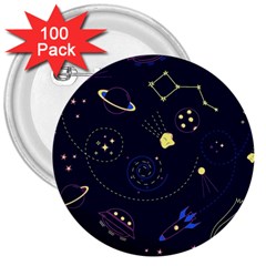 Cartoon-space-seamless-pattern-vectors 3  Buttons (100 Pack)  by Jancukart